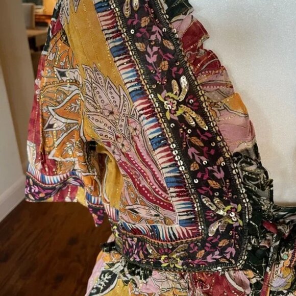 Anthropologie Verb Pallavi Singhee Beaded Shimmer Mini Dress Boho Romance Size S - Picture 16 of 16